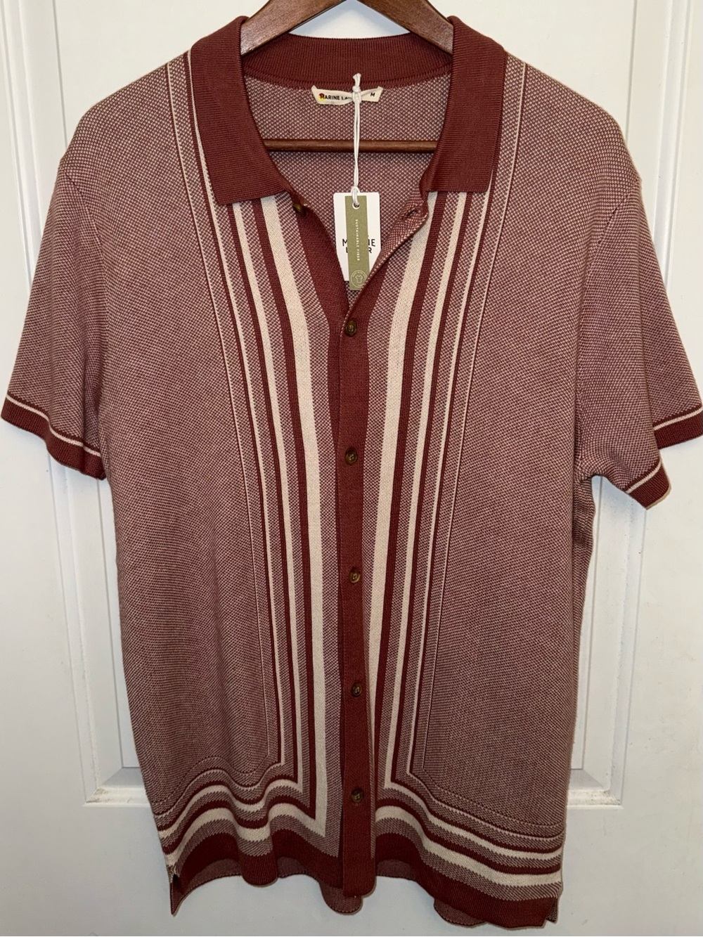Marine Layer NWT “Ethan” Short-Sleeve Button-Down Sweater in “Withered Rose”